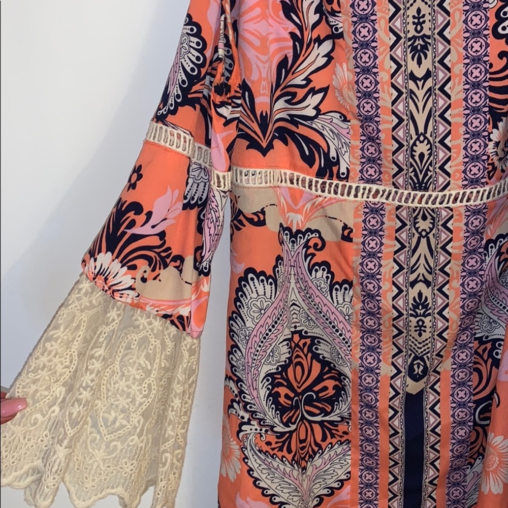 Beautiful pink purple and navy patterned dress
